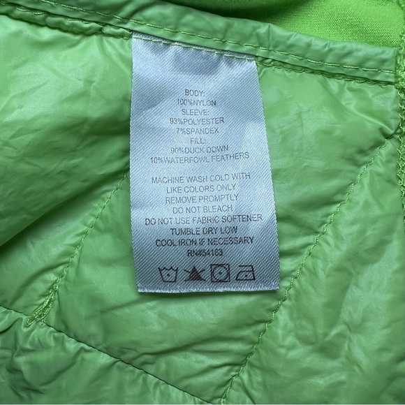 Calvin Klein Performance Lime Green Duck Down Lightweight Puffer Jacket Medium - Picture 8 of 12